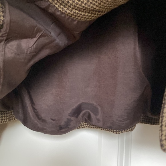 Valerie Stevens Button down Blazer Barn Jacket Size M Brown check patch pockets - Picture 7 of 13